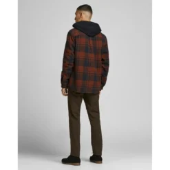 Jack & JonesChemise homme Comfort Fit Manches longues Marron foncé en coton