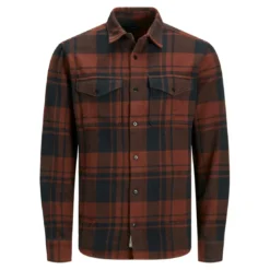 Jack & JonesChemise homme Comfort Fit Manches longues Marron foncé en coton