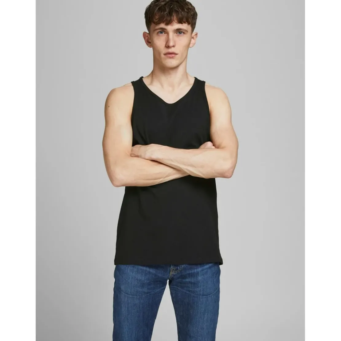 Jack & JonesDébardeur Regular Fit Col rond Sans manches Noir en coton