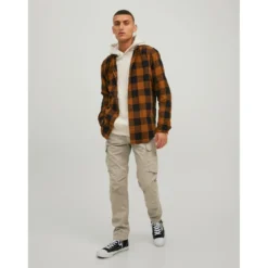 Jack & JonesPantalon cargo Carrot Fit Gris beige en coton