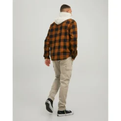 Jack & JonesPantalon cargo Carrot Fit Gris beige en coton