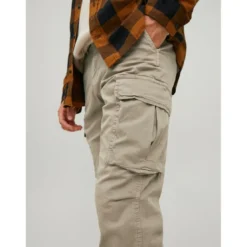 Jack & JonesPantalon cargo Carrot Fit Gris beige en coton