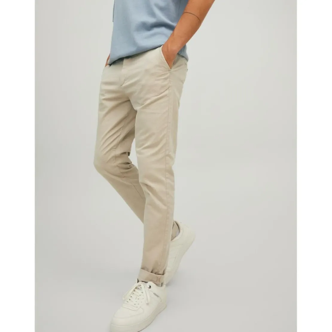Jack & JonesPantalon chino Slim Fit Gris beige en coton Quinn