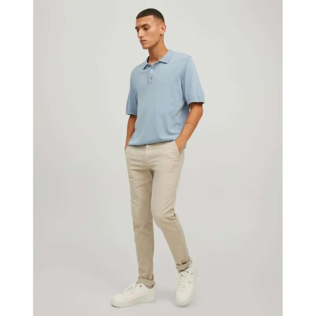 Jack & JonesPantalon chino Slim Fit Gris beige en coton Quinn