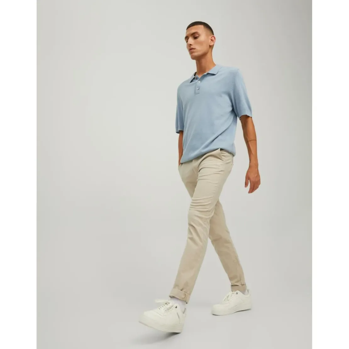 Jack & JonesPantalon chino Slim Fit Gris beige en coton Quinn