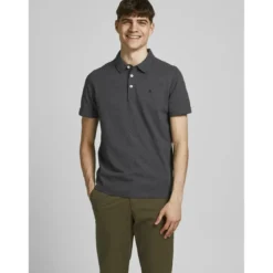 Jack & JonesPolo Slim Fit Polo Manches courtes Gris Foncé en coton Kurt