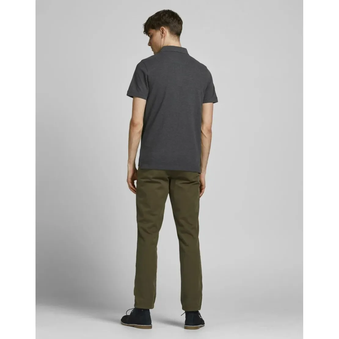 Jack & JonesPolo Slim Fit Polo Manches courtes Gris Foncé en coton Kurt