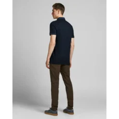 Jack & JonesPolo Slim Fit Polo Manches courtes Bleu Marine en coton Mark