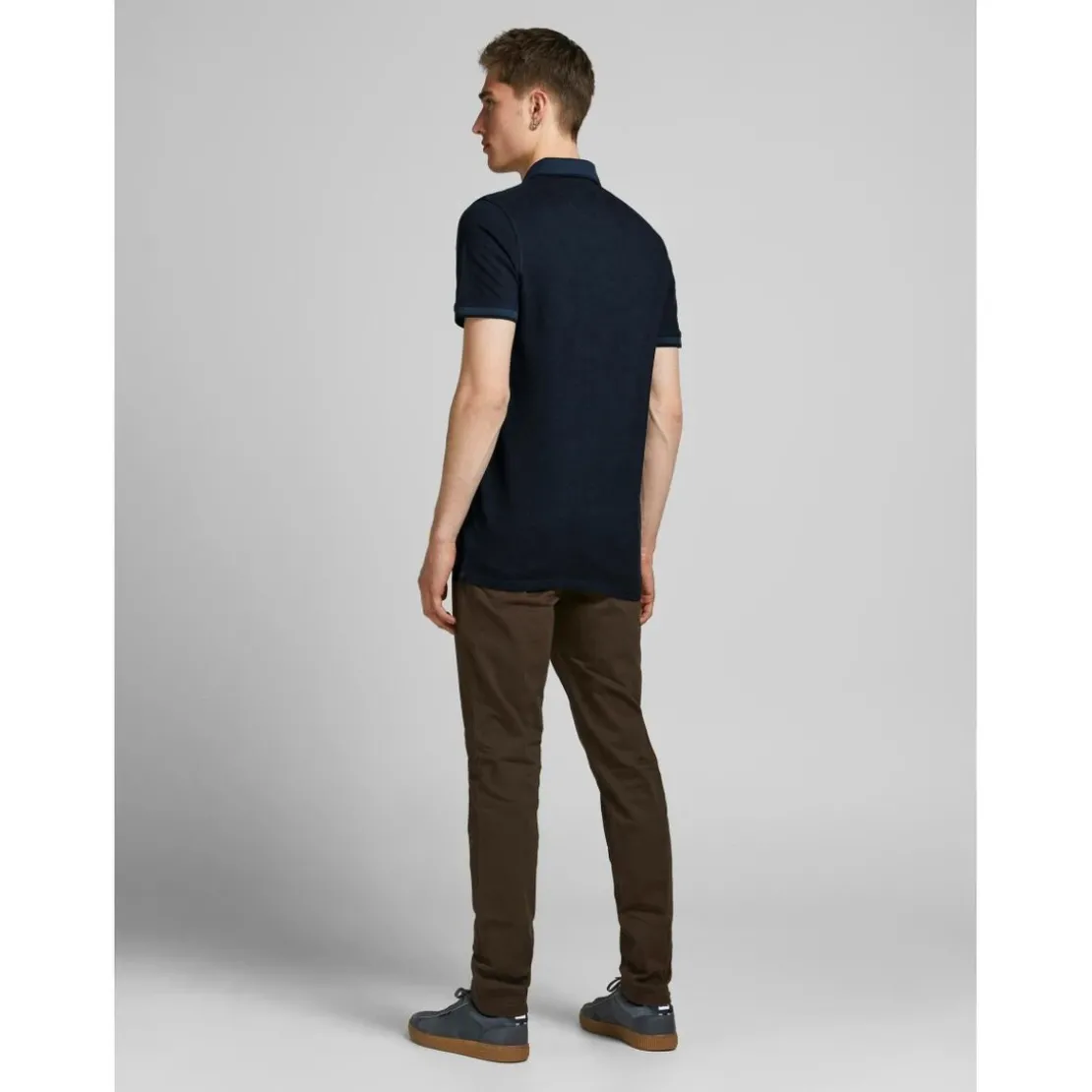 Jack & JonesPolo Slim Fit Polo Manches courtes Bleu Marine en coton Mark