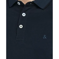 Jack & JonesPolo Slim Fit Polo Manches courtes Bleu Marine en coton Mark