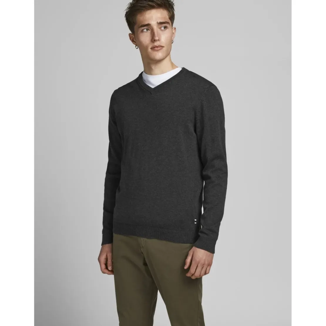 Jack & JonesPull en maille Col rond Manches longues Gris Foncé Ryan