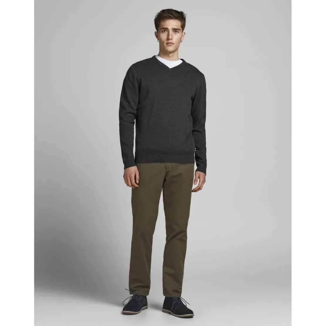 Jack & JonesPull en maille Col rond Manches longues Gris Foncé Ryan