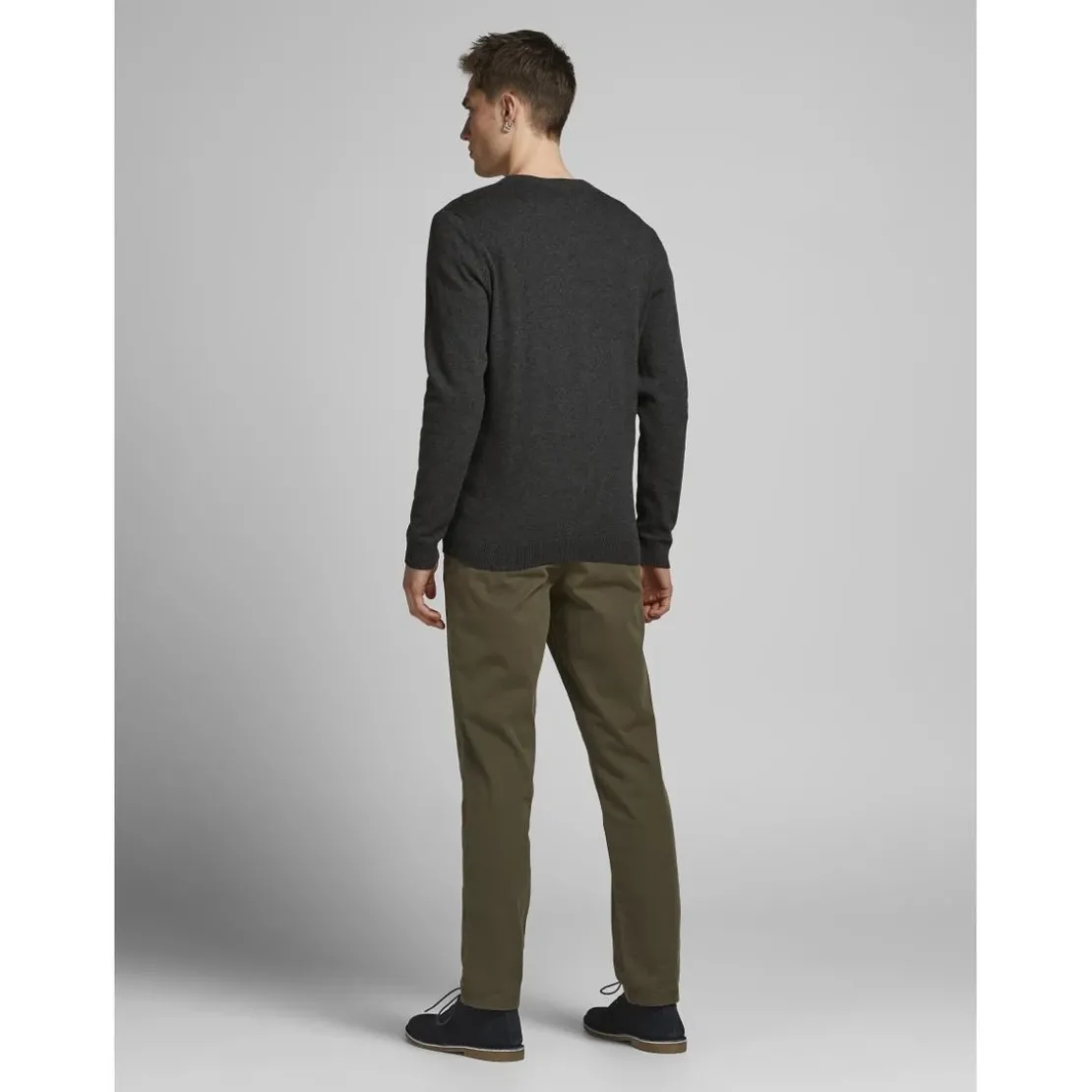 Jack & JonesPull en maille Col rond Manches longues Gris Foncé Ryan
