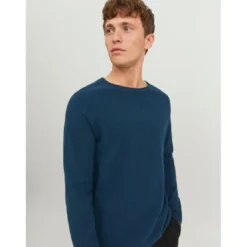 Jack & JonesPull en maille Col rond Manches longues Turquoise foncé Cain