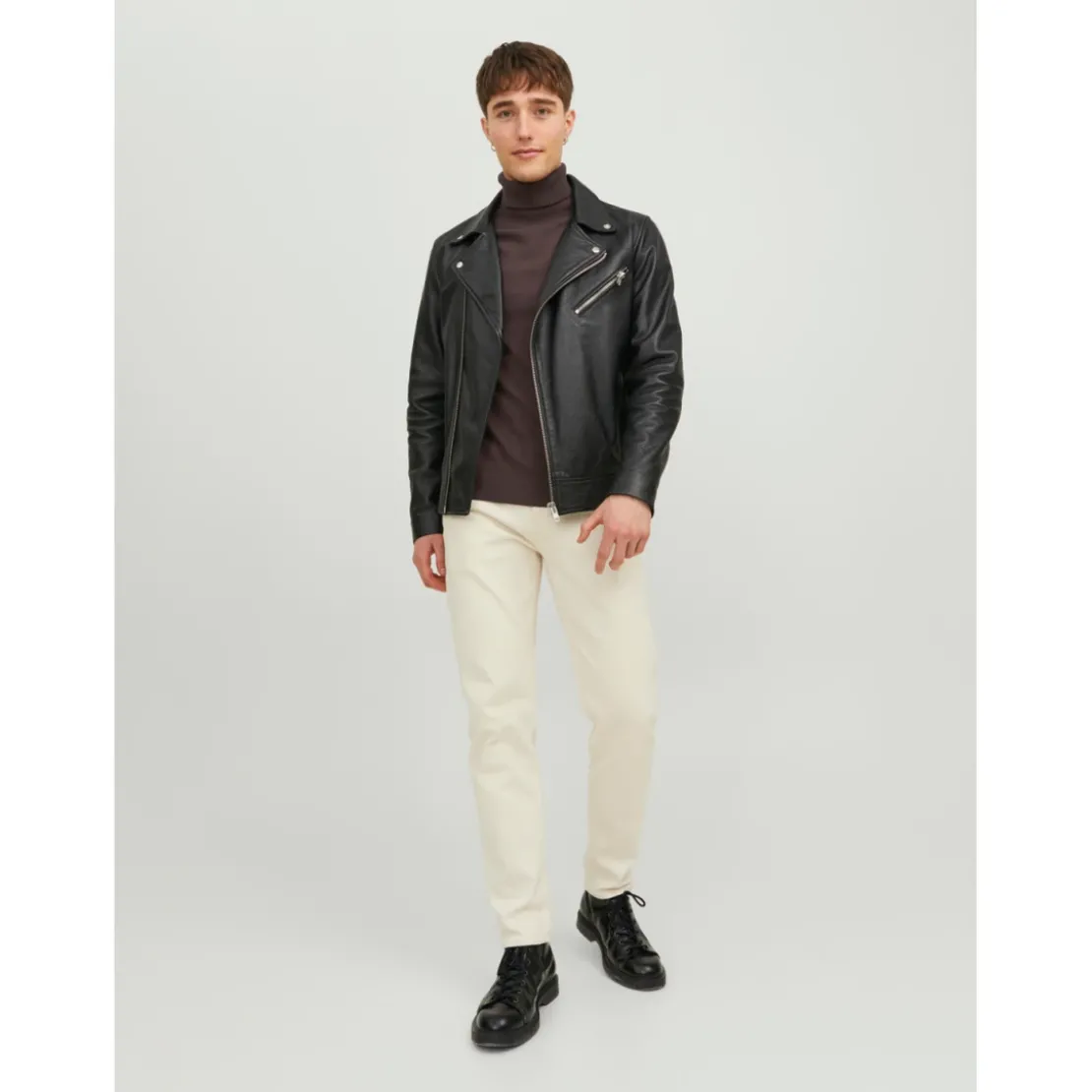 Jack & JonesPull en maille Col tortue Manches longues Marron foncé