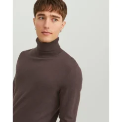 Jack & JonesPull en maille Col tortue Manches longues Marron foncé