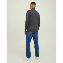 Jack & JonesPull zip Col haut Manches longues Gris Foncé en coton