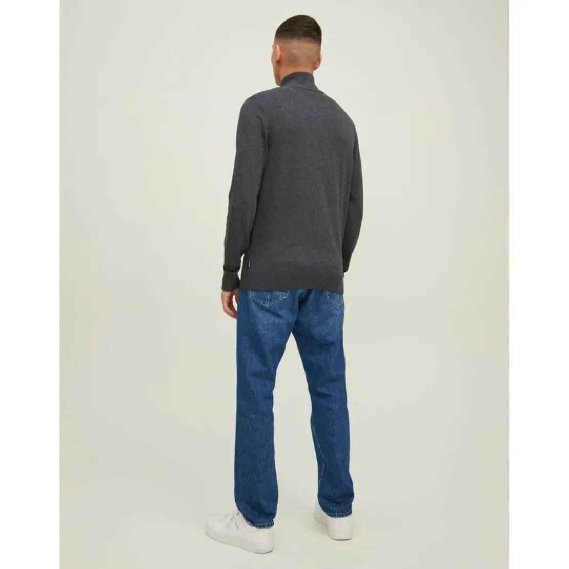 Jack & JonesPull zip Col haut Manches longues Gris Foncé en coton