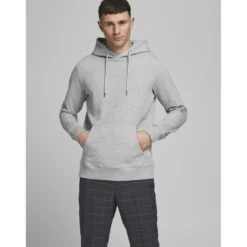 Jack & JonesSweat à capuche Standard Fit Manches longues Gris Clair en coton Luka Yves