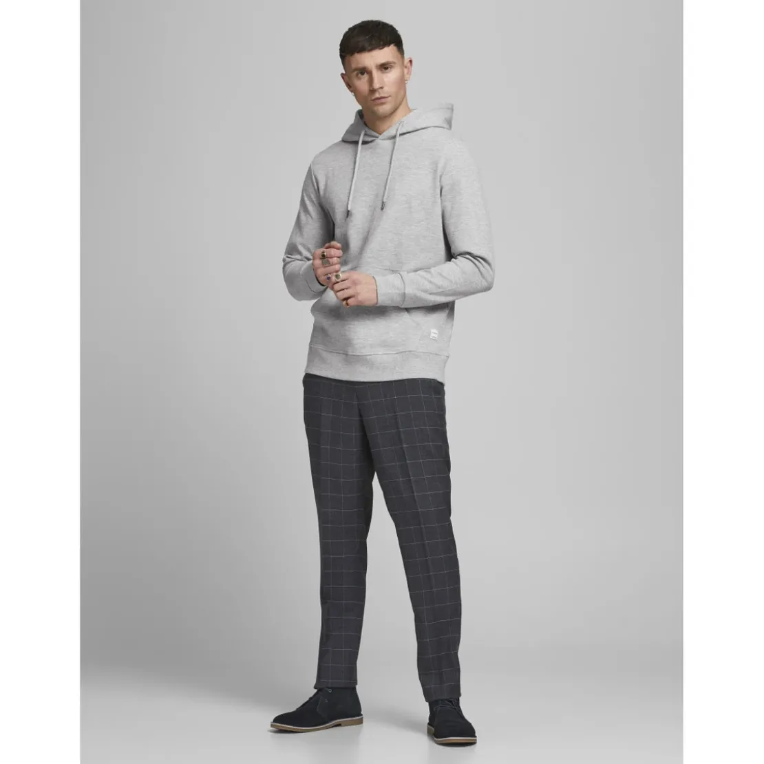 Jack & JonesSweat à capuche Standard Fit Manches longues Gris Clair en coton Luka Yves