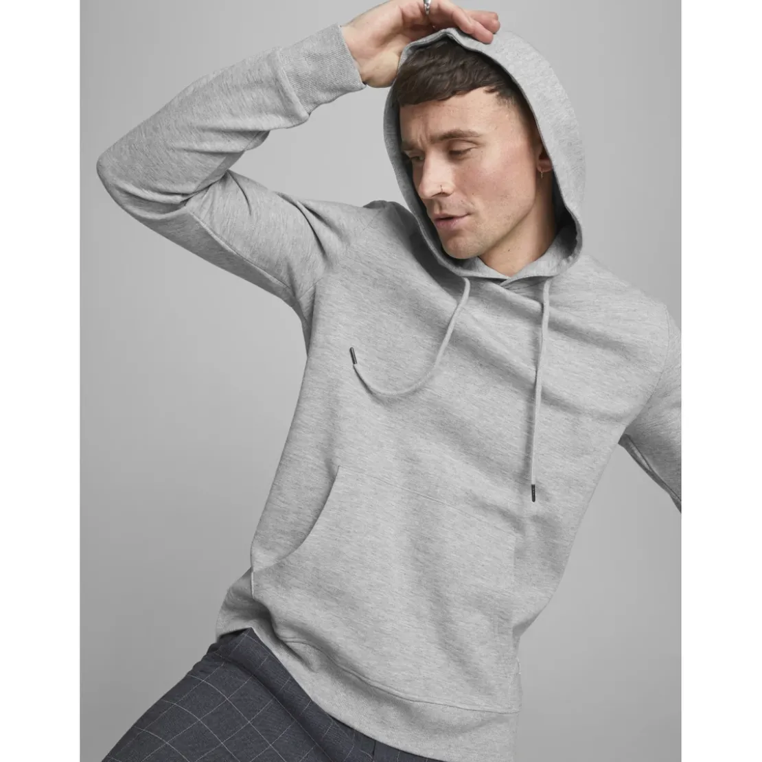 Jack & JonesSweat à capuche Standard Fit Manches longues Gris Clair en coton Luka Yves