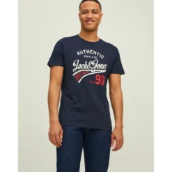 Jack & JonesT-shirt Regular Fit Col rond Manches courtes Noir en coton Troy