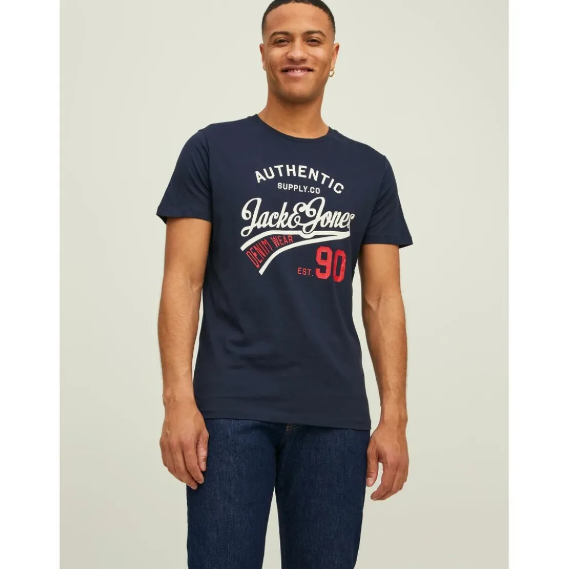 Jack & JonesT-shirt Regular Fit Col rond Manches courtes Noir en coton Troy