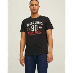 Jack & JonesT-shirt Regular Fit Col rond Manches courtes Noir en coton Troy