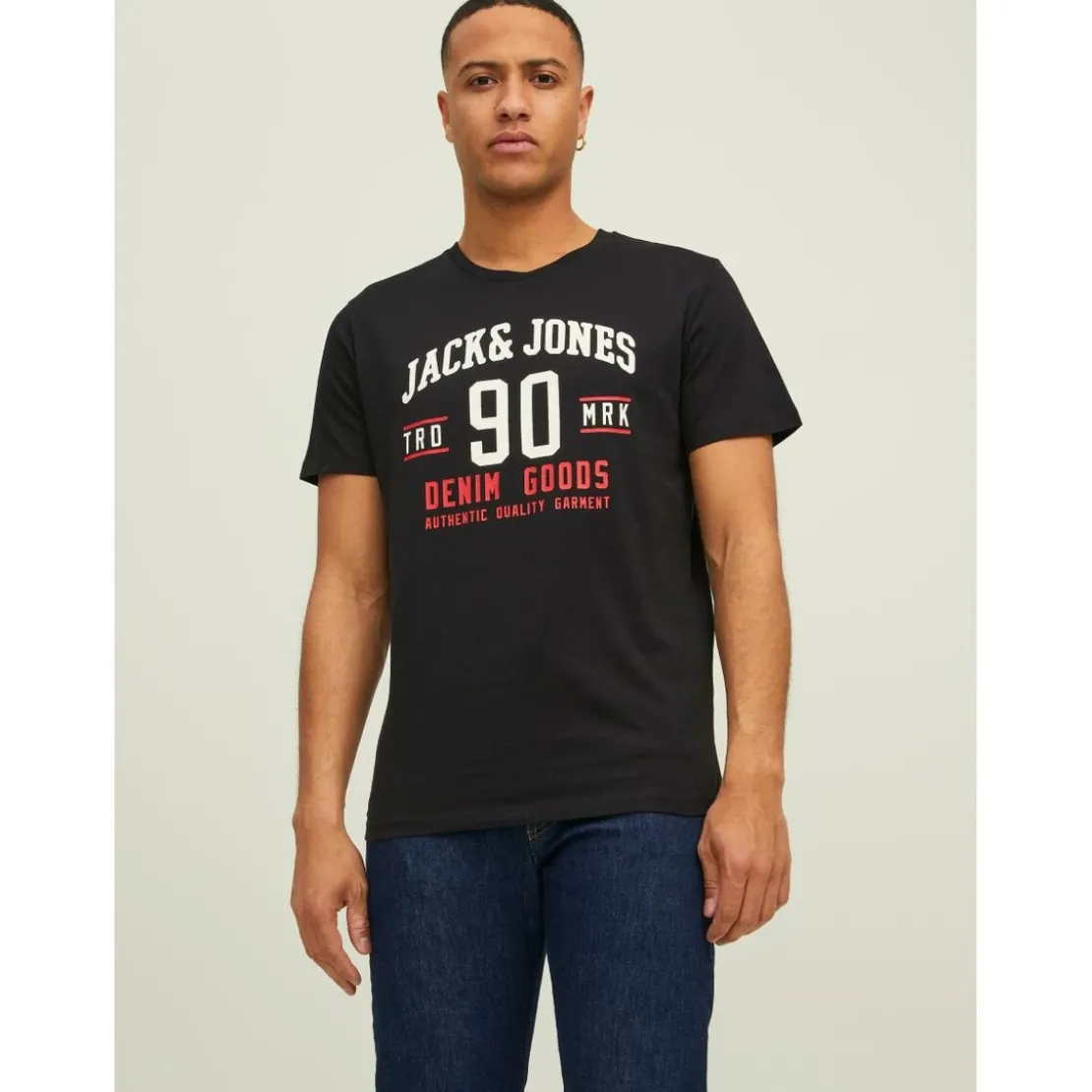 Jack & JonesT-shirt Regular Fit Col rond Manches courtes Noir en coton Troy