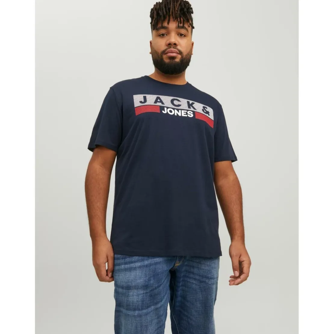 Jack & JonesT-shirt Regular Fit Col rond Manches courtes Bleu Marine en coton Leon