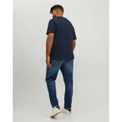 Jack & JonesT-shirt Regular Fit Col rond Manches courtes Bleu Marine en coton Leon