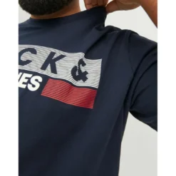 Jack & JonesT-shirt Regular Fit Col rond Manches courtes Bleu Marine en coton Leon
