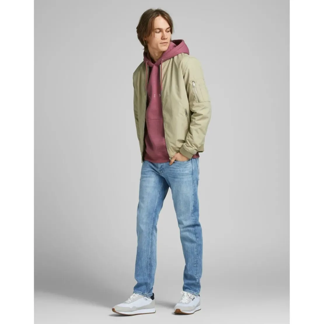 Jack & JonesVeste bomber Courte Baseball Manches longues Gris Clair beige