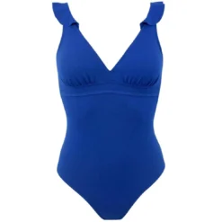 Janine RobinMaillot de bain 1 pièce plongeant à volant Bleu Janine Robin- BELLAGIO