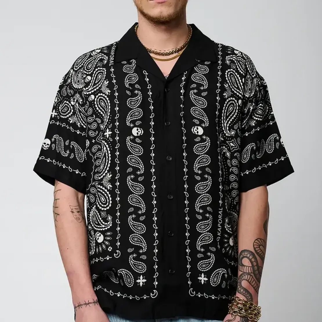 KaporalChemise Manches Courtes en viscose TEXAS Black noir