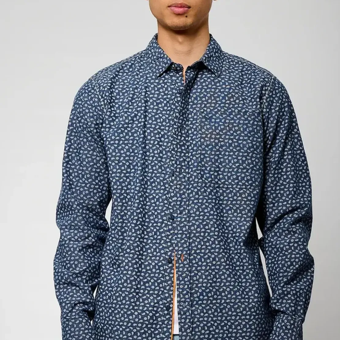 KaporalChemise Manches Longues en coton BALEY bleu marine