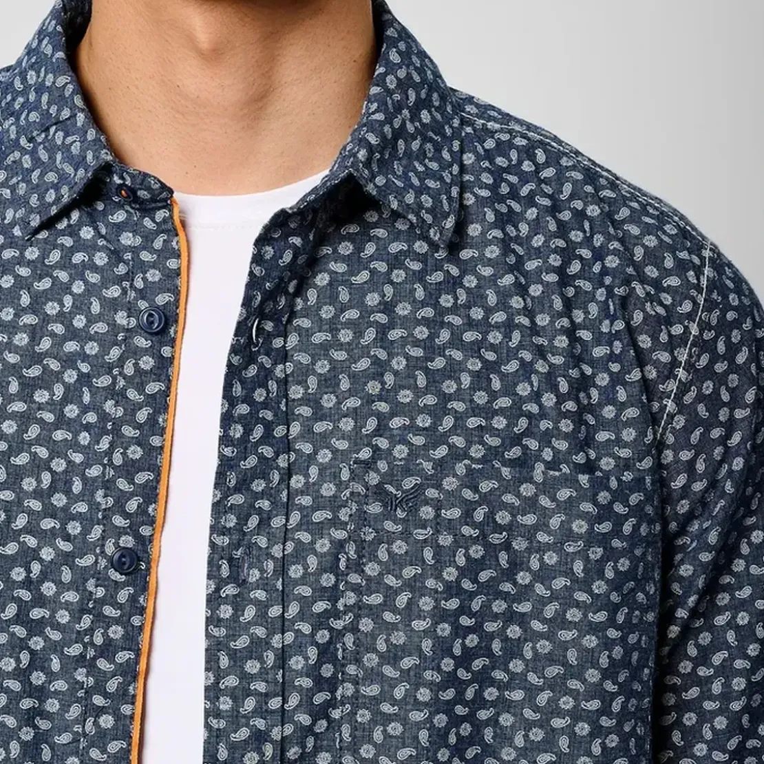 KaporalChemise Manches Longues en coton BALEY bleu marine