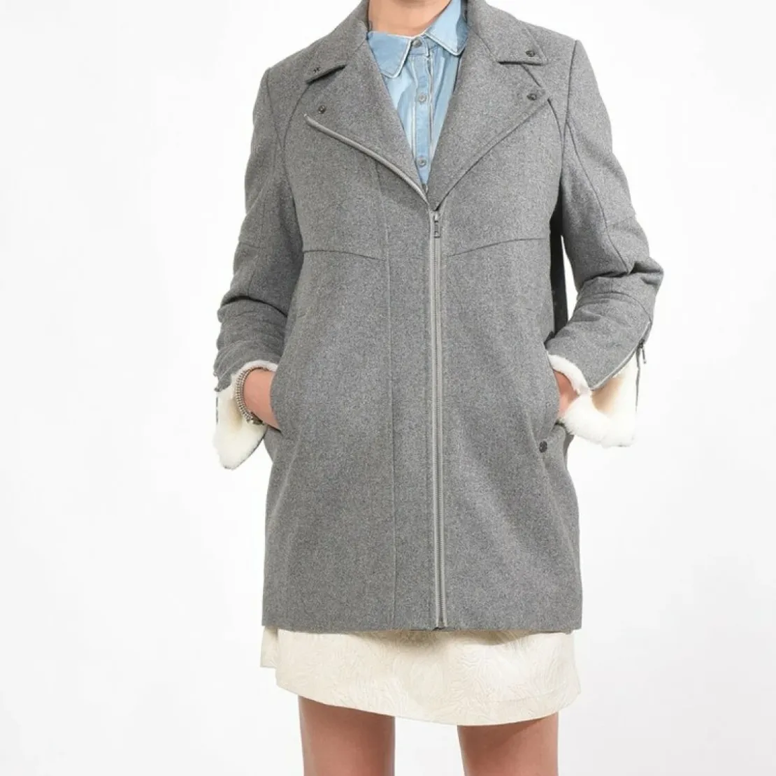 KaporalManteau lainé forme boule femme Cazal Kaporal® - Gris en laine
