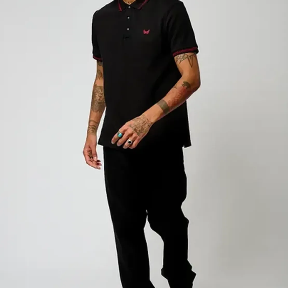 KaporalPolo M Courtes en coton TIRU Black noir
