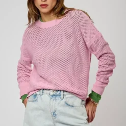 KaporalT-shirt ajouré rose Femme LEORE violet en coton