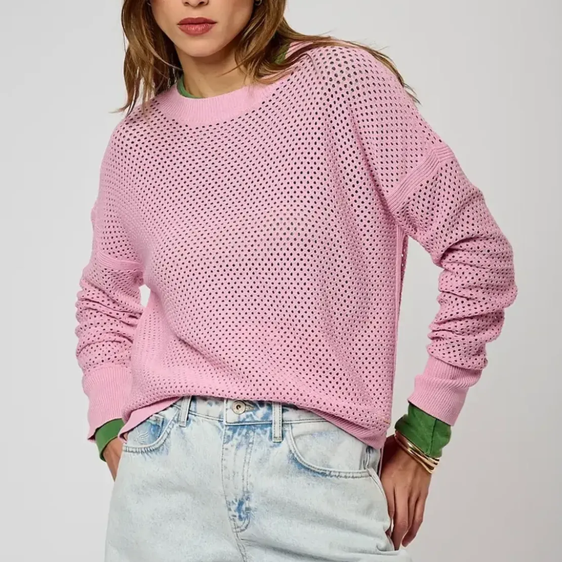 KaporalT-shirt ajouré rose Femme LEORE violet en coton