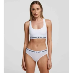 Karl LagerfeldBralette sans armatures logotée - Blanc - Karl Lagerfeld