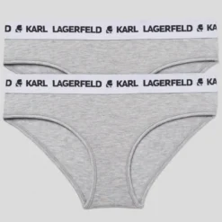 Karl LagerfeldLot de 2 Shorties Logotypés Gris- KARL LAGERFELD