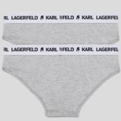 Karl LagerfeldLot de 2 Shorties Logotypés Gris- KARL LAGERFELD