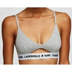 Karl LagerfeldSoutien-gorge triangle sans armatures logote - Gris- KARL LAGERFELD