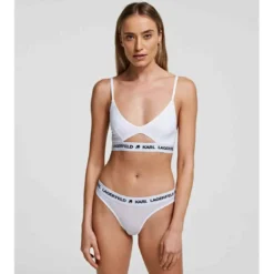 Karl LagerfeldSoutien-gorge triangle sans armatures logoté - Blanc - Karl Lagerfeld