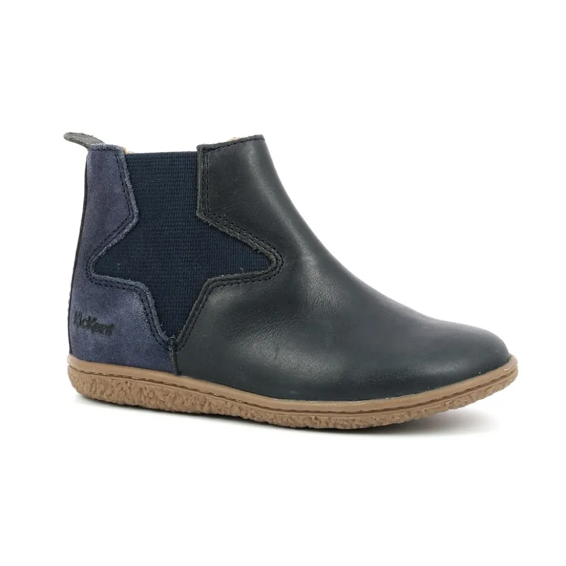 KickersBoots enfant VERMILLON Bleu marine en cuir