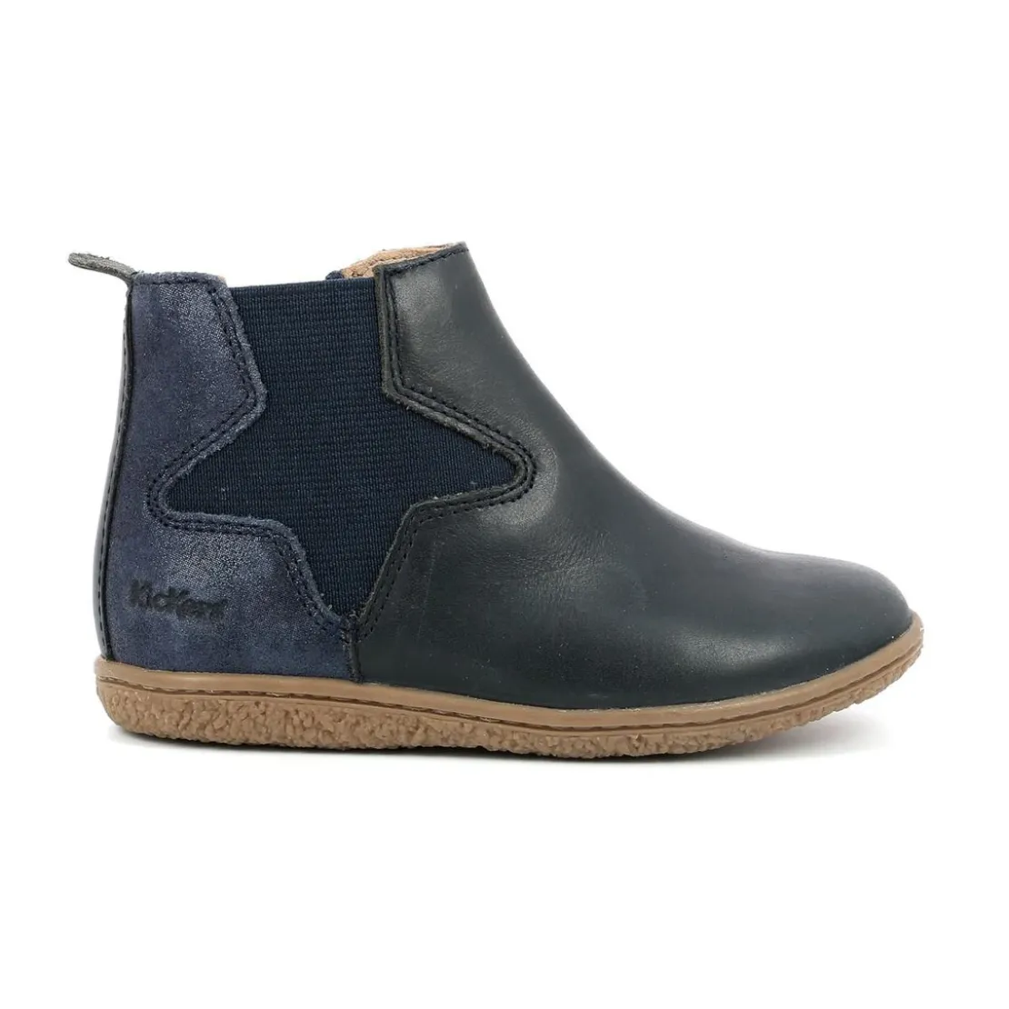 KickersBoots enfant VERMILLON Bleu marine en cuir