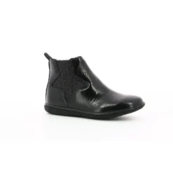 KickersBoots enfant VERMILLON Noir en cuir