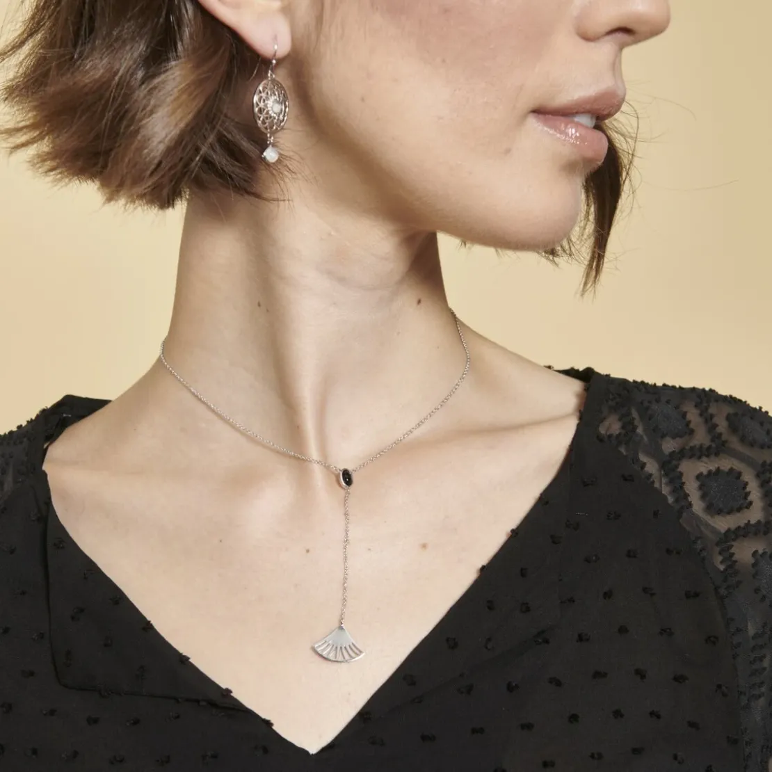 Kosma ParisCollier et pendentif Kosma Arielle BNS08197-ARGENT - Métal Argenté & Onyx Noir Femme